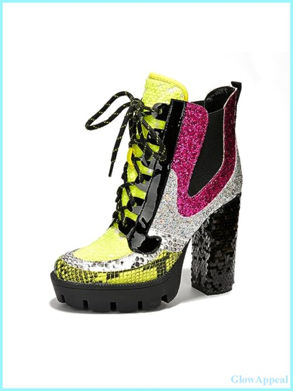 Rhinestone Cowboy Ankle Booties Pointed Toe Block Heel Lace-Up Western Party